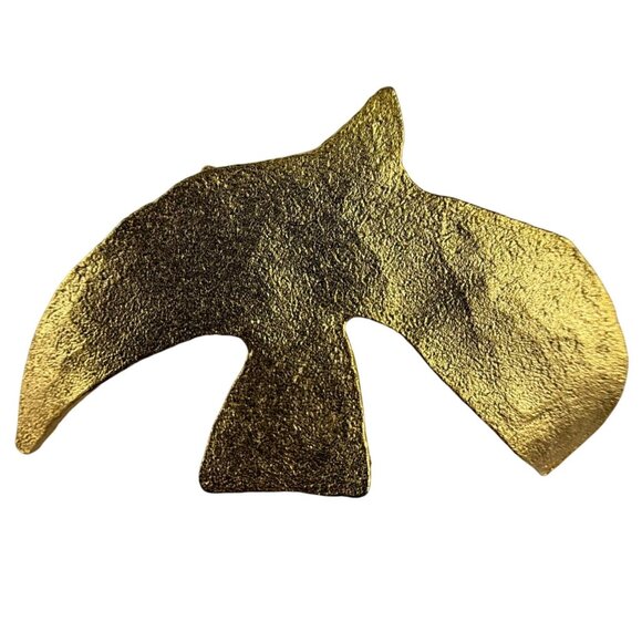 Galt Vintage Gold Tone Dove Brooch Pin Textured Metal Accent Jewelry - Picture 2 of 7